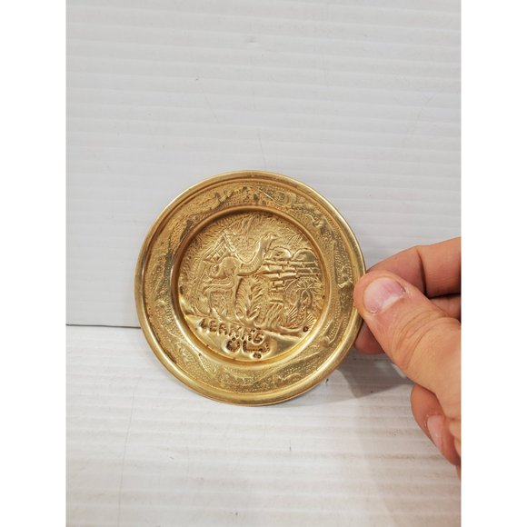 Vintage Brass Plate,small Brass Plate, Carved Trincket Plate, Carved Brass - Picture 5 of 9